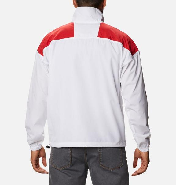 Columbia Collegiate Windbreaker White Red Black For Men's NZ7416 New Zealand